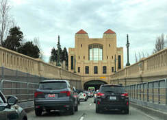 Road view of cars entering the Alameda tunnel.
